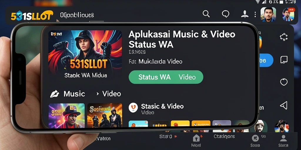 Antarmuka aplikasi 531SLOT menampilkan berbagai pilihan video untuk status WA.