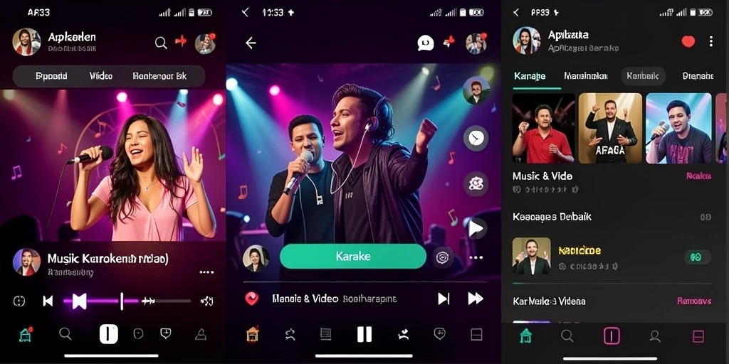 Tampilan antarmuka API33 yang menarik untuk pengalaman karaoke yang menyenangkan.