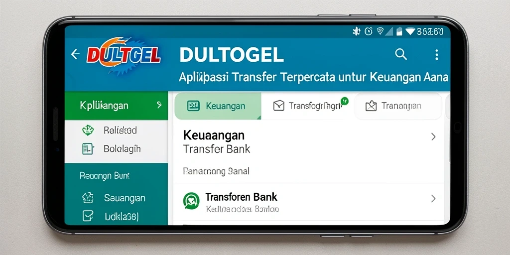 Screenshot antarmuka DULTOGEL yang menampilkan fungsi Transfer Bank.