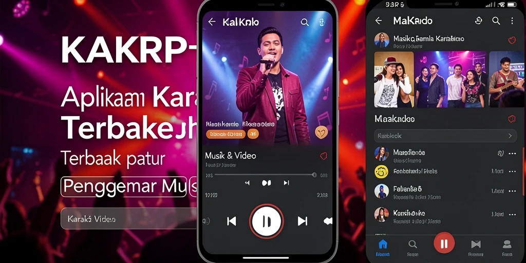 Tampilan antarmuka aplikasi KAKRP yang menarik dan interaktif untuk karaoke.